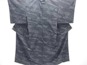 未使用品　霞に花模様織り出し本場結城紬80亀甲着物(石下)